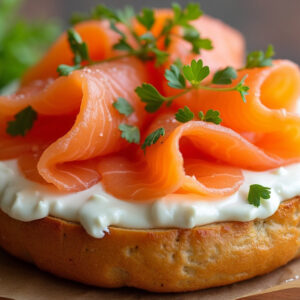 Salmon and Cream Cheese Bagel